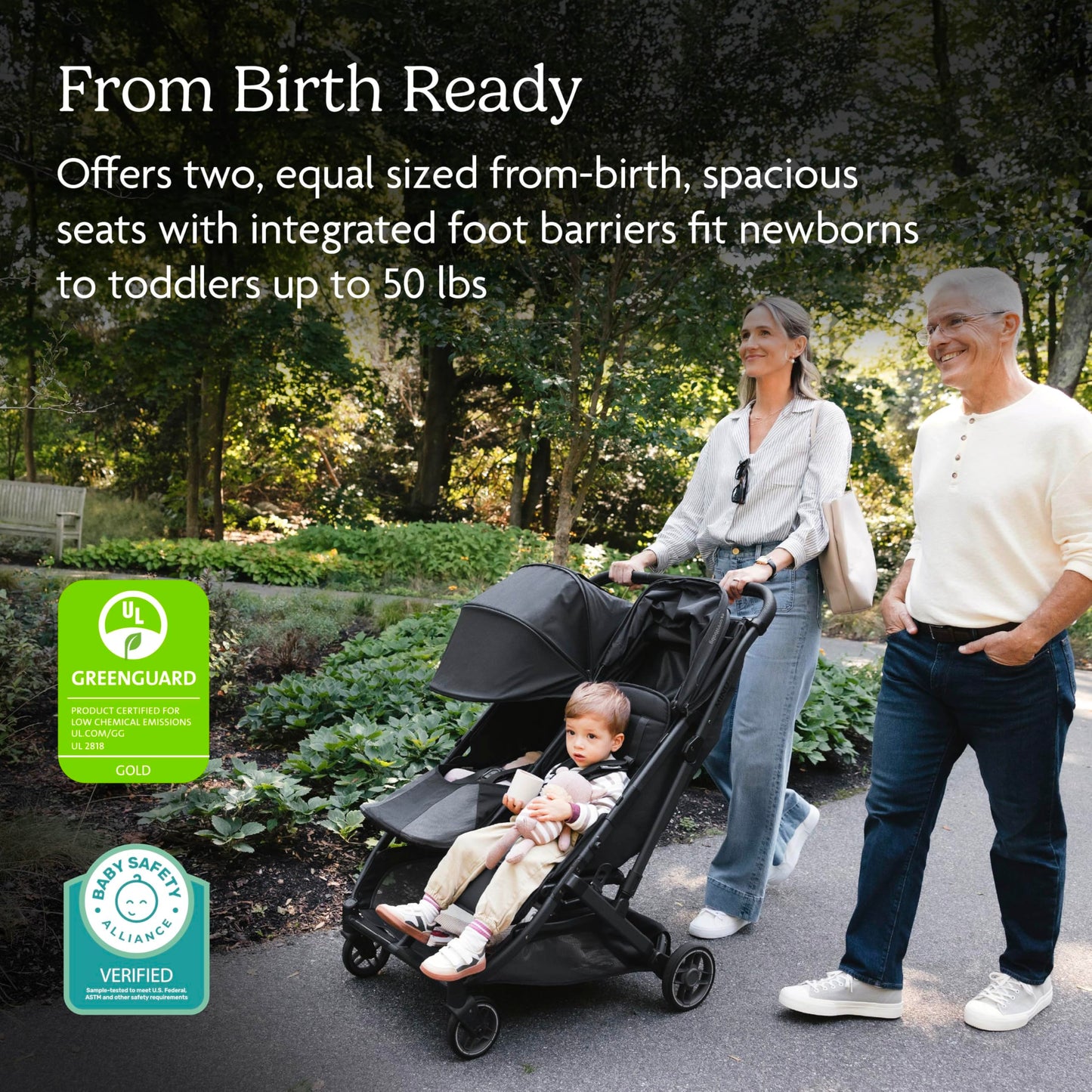 UPPAbaby Minu Duo Side-by-Side Double Stroller - Lightweight + Compact Design for Travel - Easy Fold- from Birth to Toddler - Independent Recline - Jake (Charcoal/Carbon Frame/Black Leather)