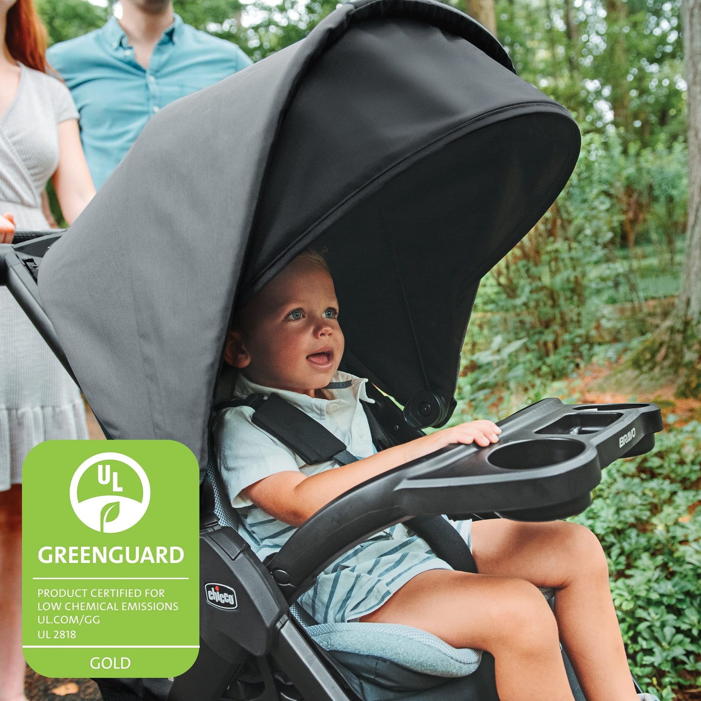 Chicco Bravo LE ClearTex Full-Size Stroller for Babies and Toddlers, UPF-Rated Canopy, GREENGUARD Gold Certified, Lightweight, One-Hand Compact Fold | Pewter/Grey