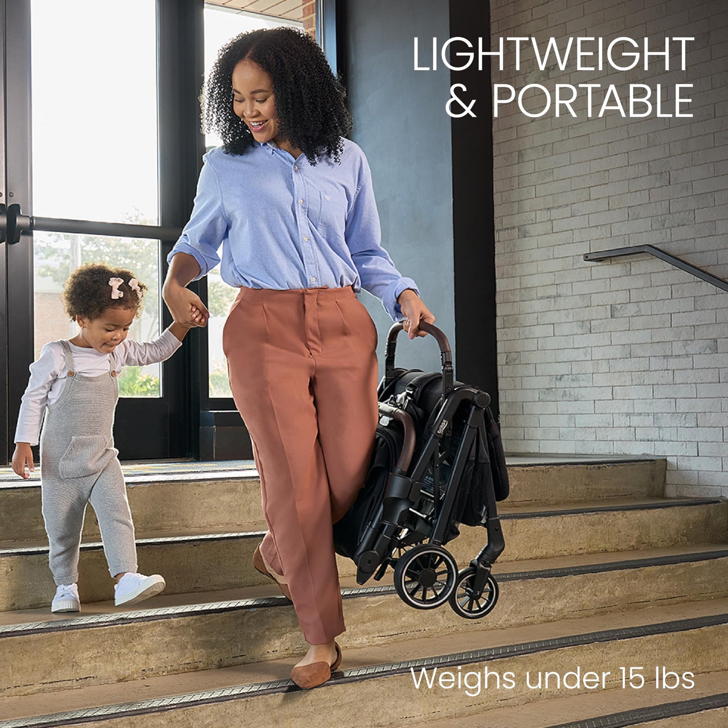 Britax Juniper Compact On-The-Go Stroller, Effortless Fastpack System with One-Hand RapidFold, Portable & Lightweight for Travel, Built-in Carry Handle, Ventilating Fabrics, Raven Black