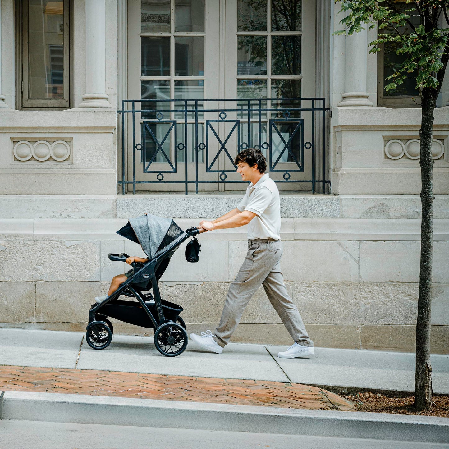 Chicco Corso Primo Modular Quick-Fold Stroller with Infant Car Seat Adapter, for Newborns and Toddlers | Summit/Grey
