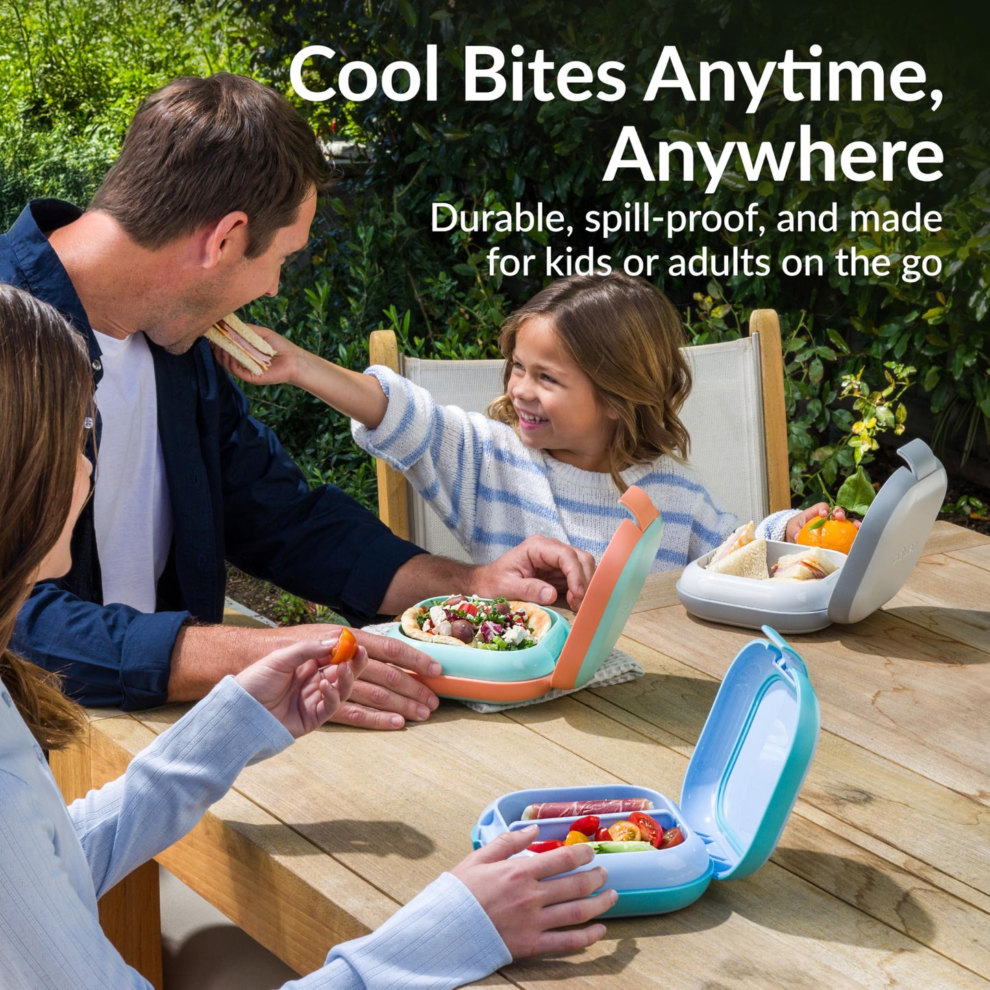 Bentgo Chill Mini Leak-Proof Lunch Box – Built-In Ice Pack Keeps Food Cold, 2.7-Cup Capacity for Snacks or a Sandwich, 3 or 4 Compartments, PFAS & BPA-Free, Ideal for Adults & Kids 3+ (Tide Blues)