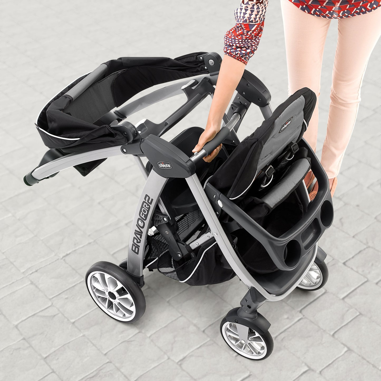 Chicco BravoFor2 Standing/Sitting Double Stroller - Iron | Black/Grey