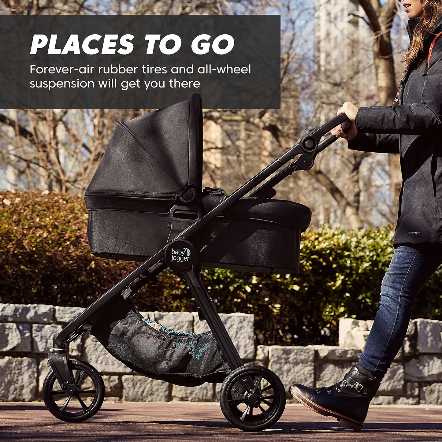 Baby Jogger City Mini GT2 All-Terrain Lightweight Stroller with Forever Air Tires One-Hand Fold and All-Wheel Suspension Pike Exclusive Includes Belly Bar Leatherette Handlebar & Premium Fabric
