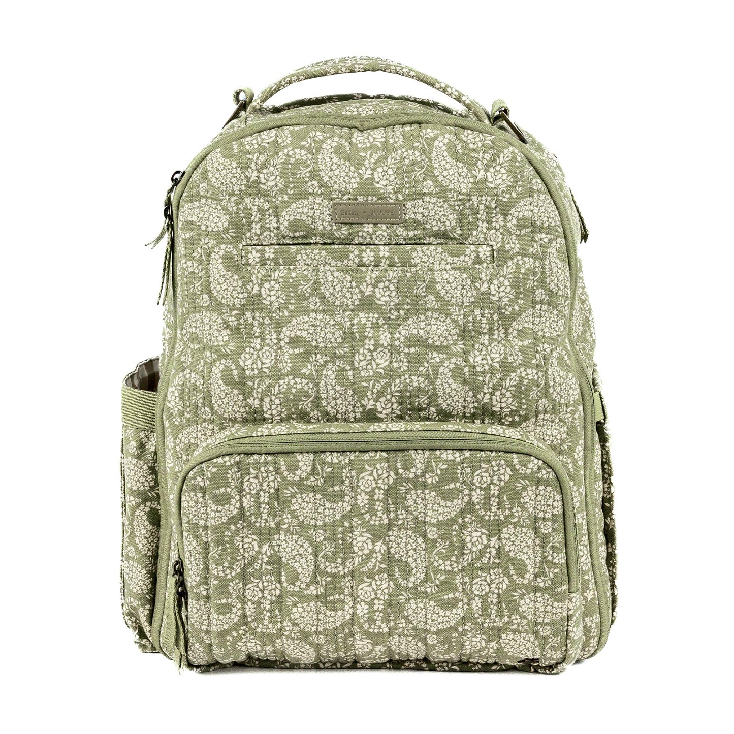 JuJuBe x Sazan Hendrix - New Classic Diaper Bag Backpack with Portable Changing Pad, Stroller Straps, Large Travel Backpack for carrying Baby Bottles, Wipes, Diapers, Pacifiers, Paisley Floral