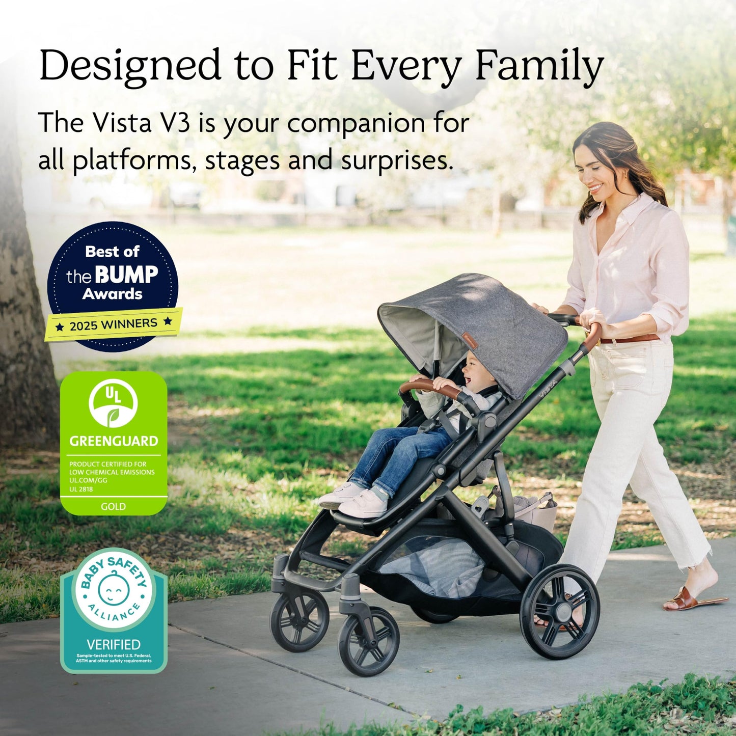 UPPAbaby Vista V3 Convertible Single-to-Double Stroller for Baby & Toddler, 30+ Configurations, Travel System Compatible, All-Wheel Suspension, XL Basket – Greyson (Charcoal Mélange/Carbon Frame)