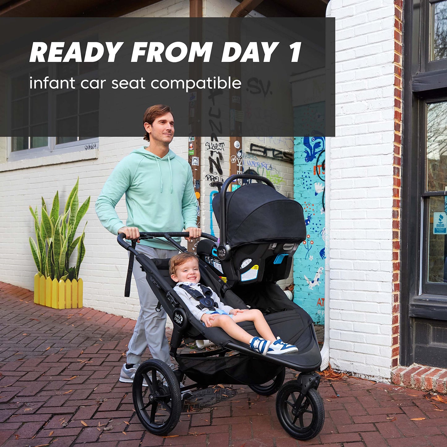 Baby Jogger Summit X3 Double Jogging Stroller Midnight Black Buggy for Two Smooth Ride for Walking or Jogging Compact Fold Increased Airflow All-Terrain Air Filled Tires and All-Wheel Suspension