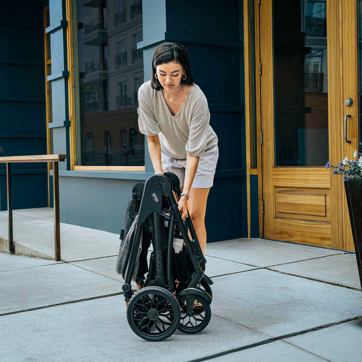 Chicco Corso Primo Modular Quick-Fold Stroller with Infant Car Seat Adapter, for Newborns and Toddlers | Summit/Grey